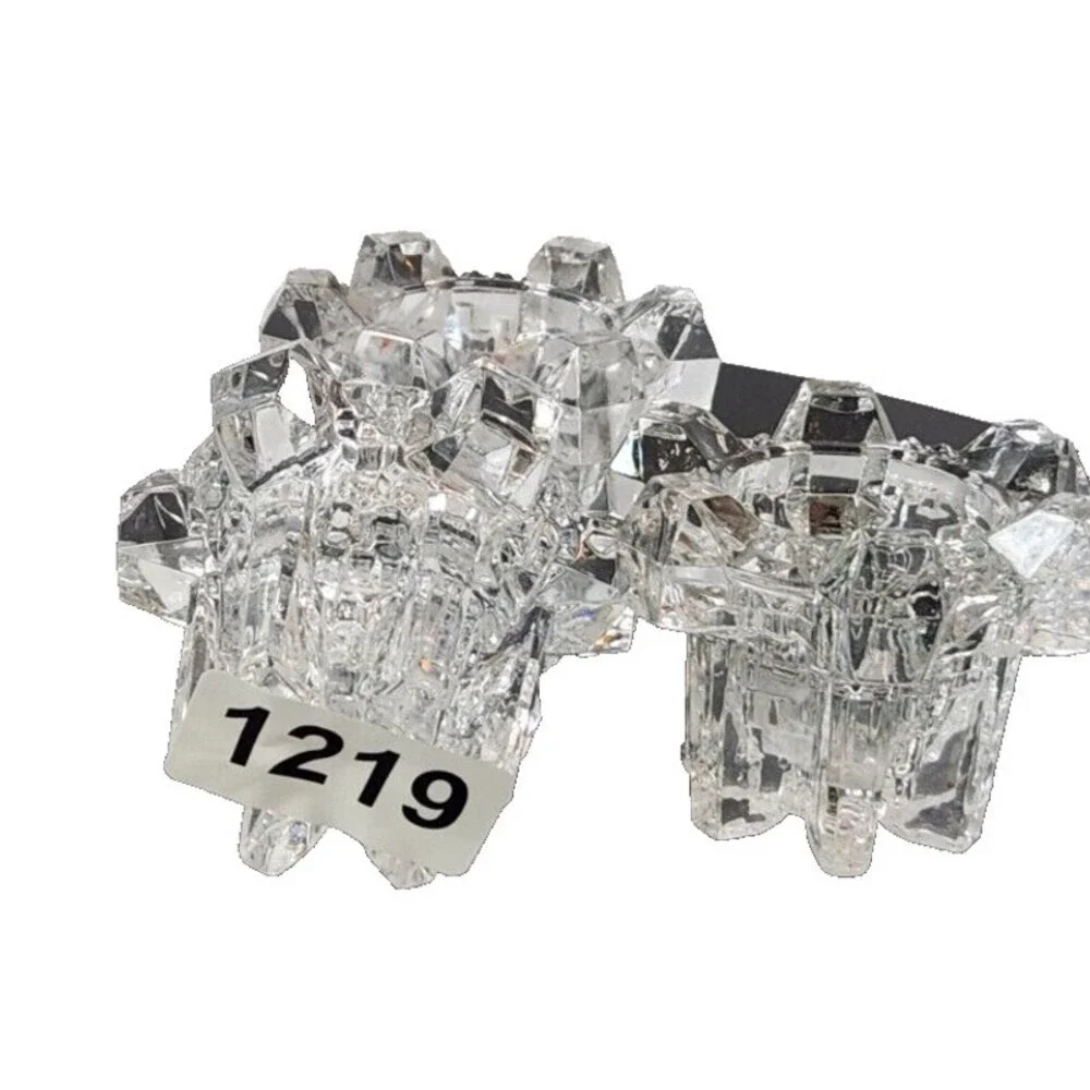 Cubist Norwegian Crystal Glass Candle Holders by Hadeland Norway Glass 3 Each